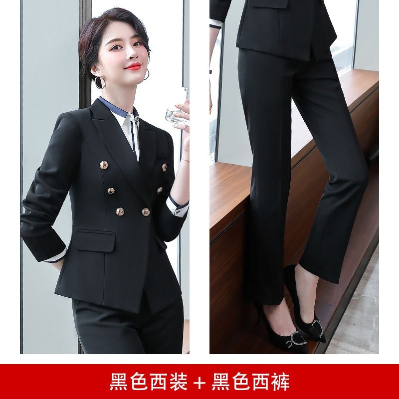 2024 High-end Professional White Suit Autumn/Winter Hotel Front Desk Manager Uniform Overalls Long Sleeve OL Suit Office Lady Suit White Collar Business Cloth Lady Formal Work Suit  Women Formal Dress