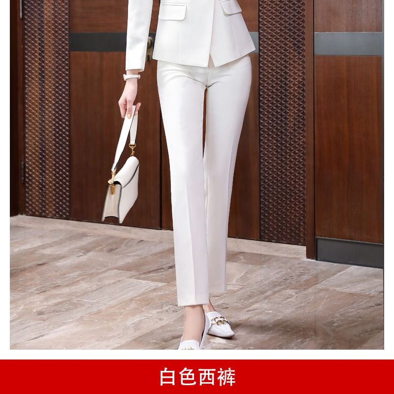 2024 High-end Professional White Suit Autumn/Winter Hotel Front Desk Manager Uniform Overalls Long Sleeve OL Suit Office Lady Suit White Collar Business Cloth Lady Formal Work Suit  Women Formal Dress