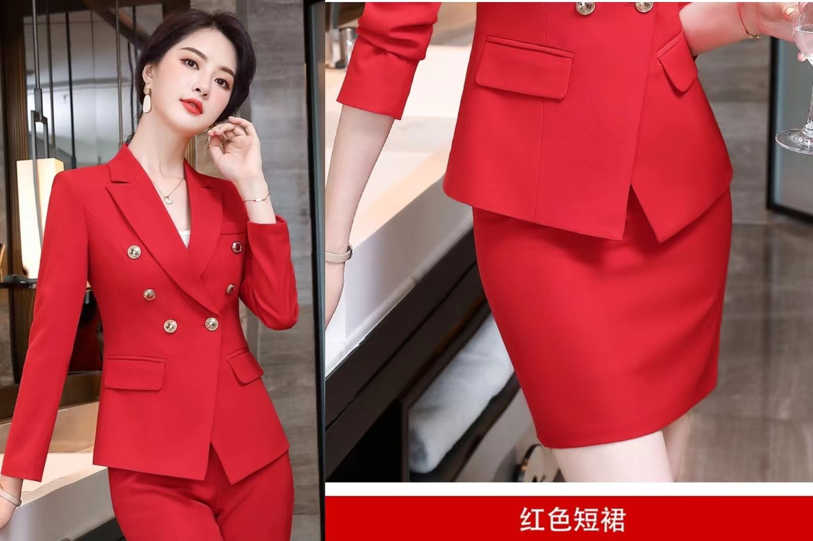 2024 High-end Professional White Suit Autumn/Winter Hotel Front Desk Manager Uniform Overalls Long Sleeve OL Suit Office Lady Suit White Collar Business Cloth Lady Formal Work Suit  Women Formal Dress
