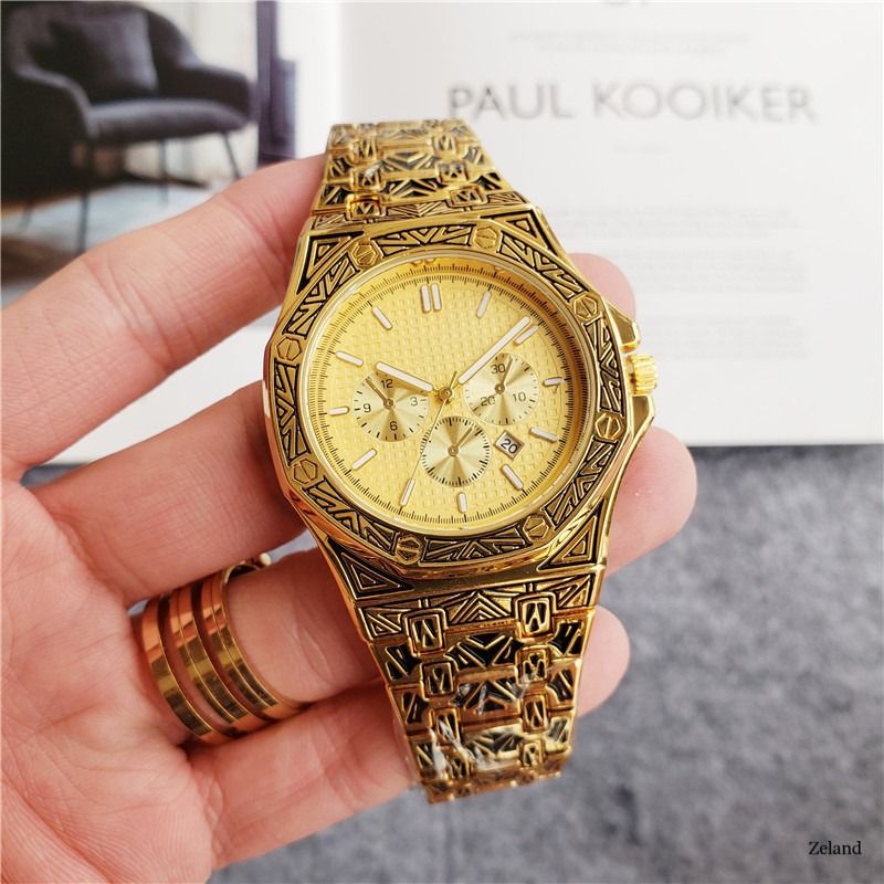 Hot Selling Trendy Antique Business Men's Calendar Metal  Watches Men's Watches Octagonal Classic Fashion School Boys  Night Glow Personality Decoration Gift Metal Watches