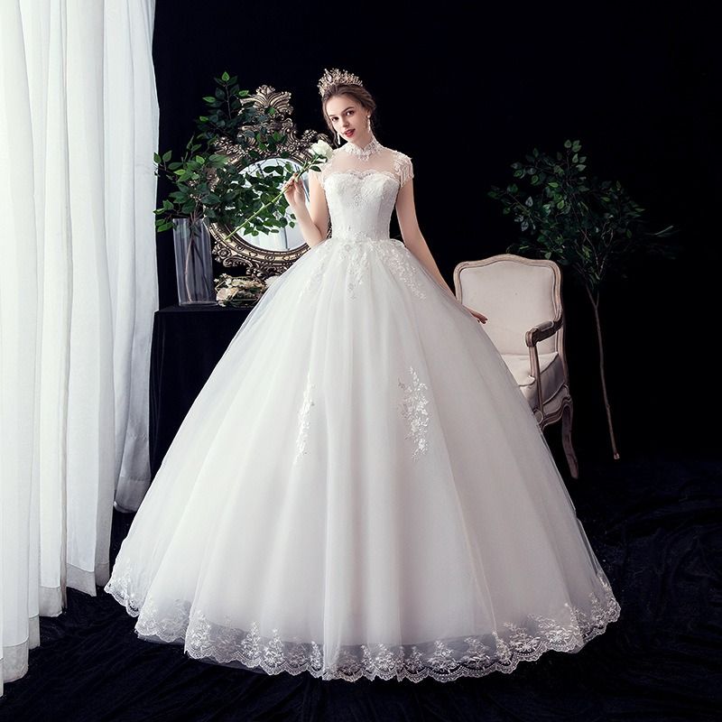 Happiness Bride Skinny Single Shoulder Lace Wedding Dress Luxury Noble Big Code Wedding Dress
