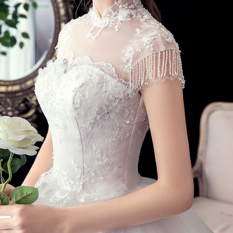 Happiness Bride Skinny Single Shoulder Lace Wedding Dress Luxury Noble Big Code Wedding Dress