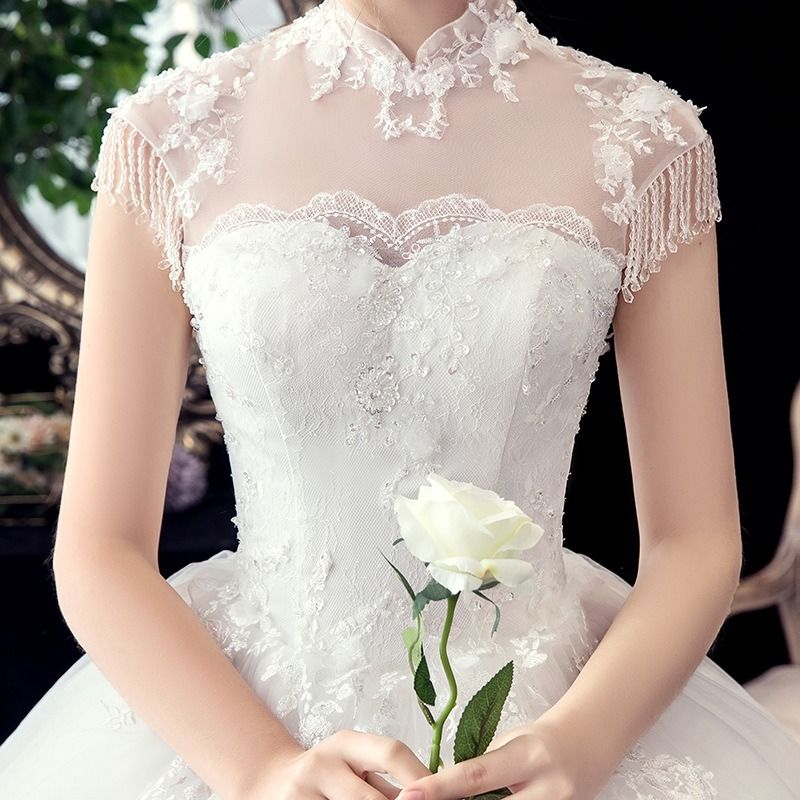 Happiness Bride Skinny Single Shoulder Lace Wedding Dress Luxury Noble Big Code Wedding Dress