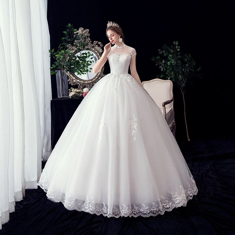 Happiness Bride Skinny Single Shoulder Lace Wedding Dress Luxury Noble Big Code Wedding Dress