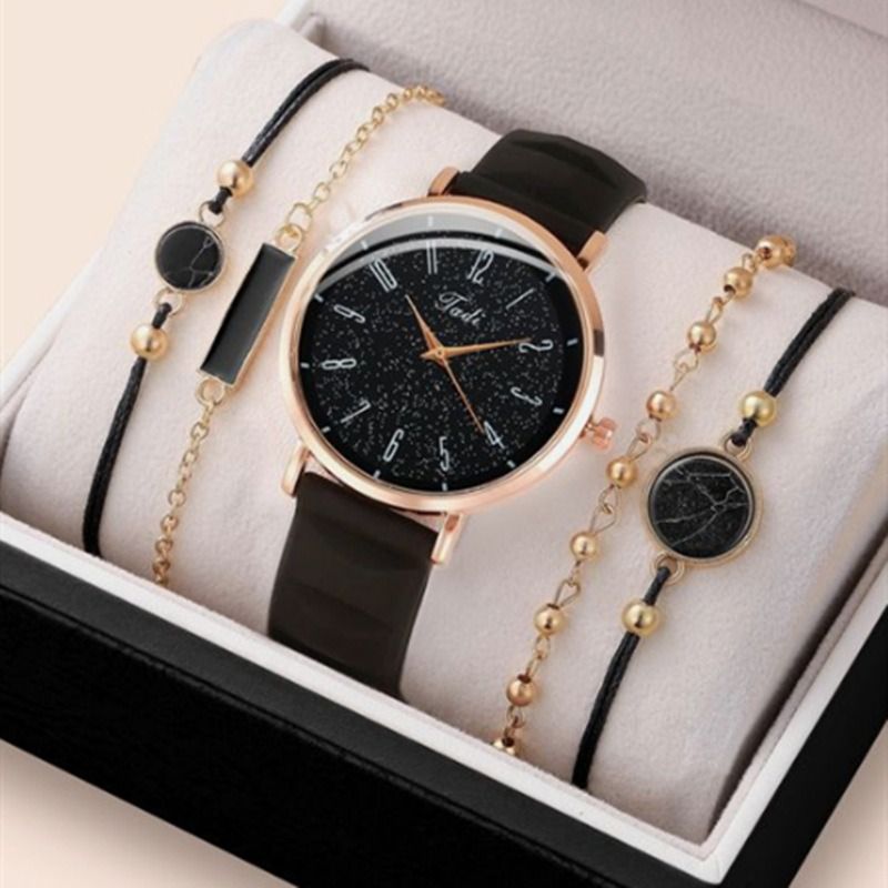 5pcs/set Boutique Gift Set For African Women Students Birthday Parties Accessories Gifts Hot Selling Fashionable Women's Watches Women's Bracelets And Watches