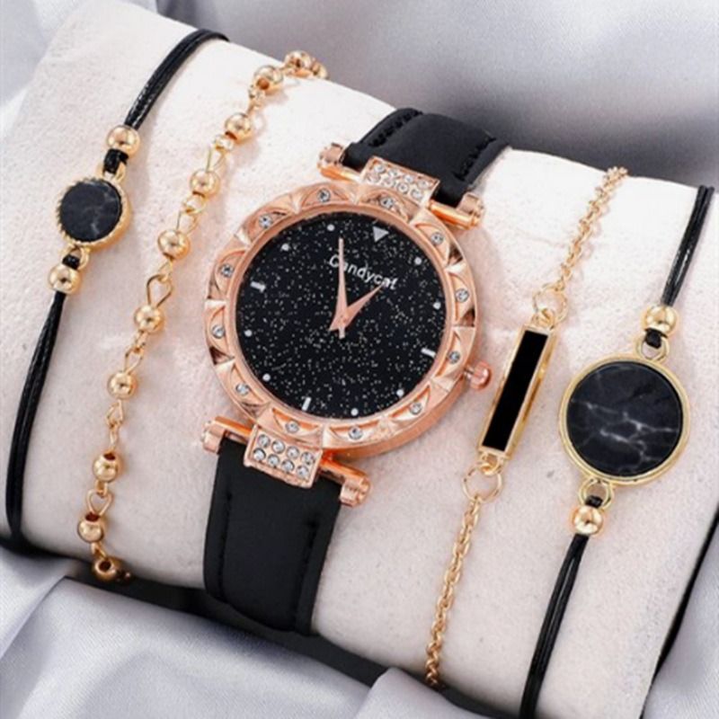 5pcs/set Boutique Gift Set For African Women Students Birthday Parties Accessories Gifts Hot Selling Fashionable Women's Watches Women's Bracelets And Watches