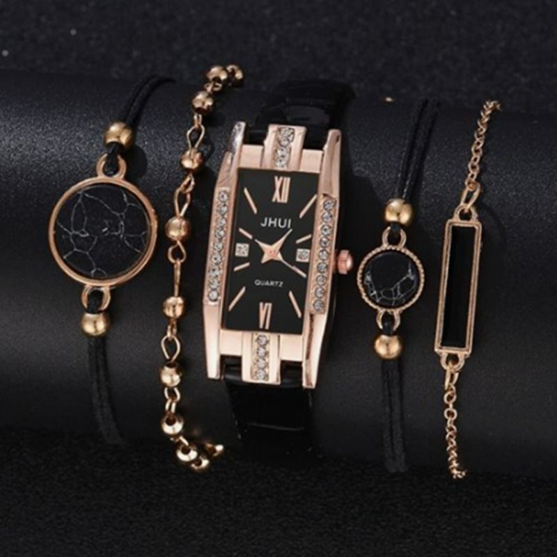 5pcs/set Boutique Gift Set For African Women Students Birthday Parties Accessories Gifts Hot Selling Fashionable Women's Watches Women's Bracelets And Watches
