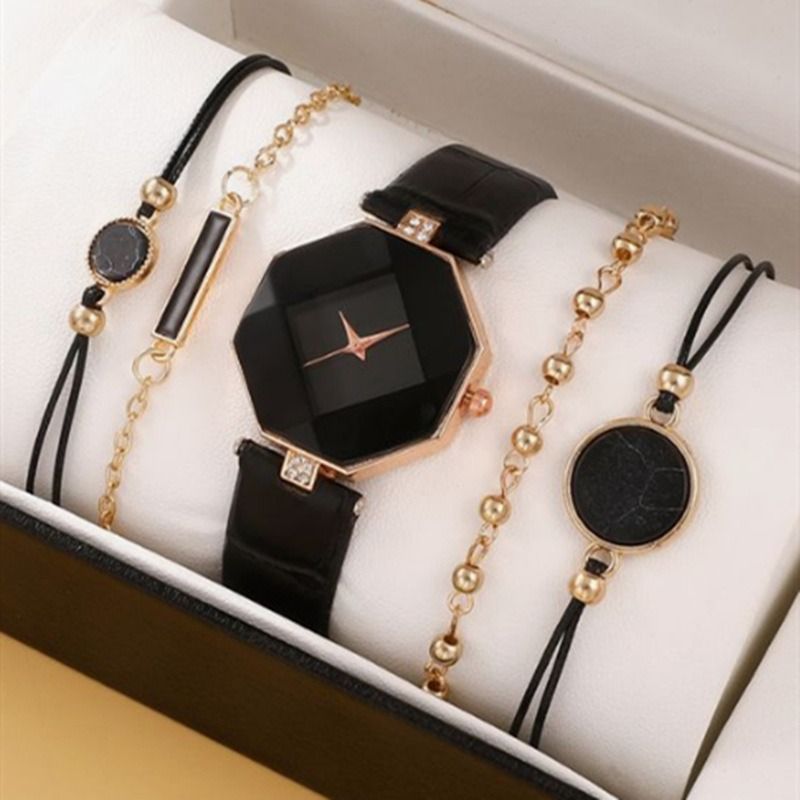 5pcs/set Boutique Gift Set For African Women Students Birthday Parties Accessories Gifts Hot Selling Fashionable Women's Watches Women's Bracelets And Watches