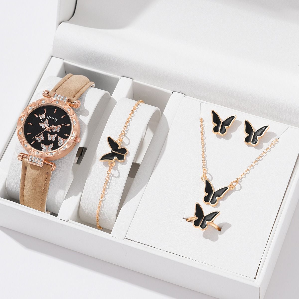 Fashion Girls Ladies Crystal Metal  Dress Watches + Necklace Bracelets earrings Jewelry Sets  Quartz Watches for School Girl students Daughters Sisters Friends Cool Birthday Gift Watches