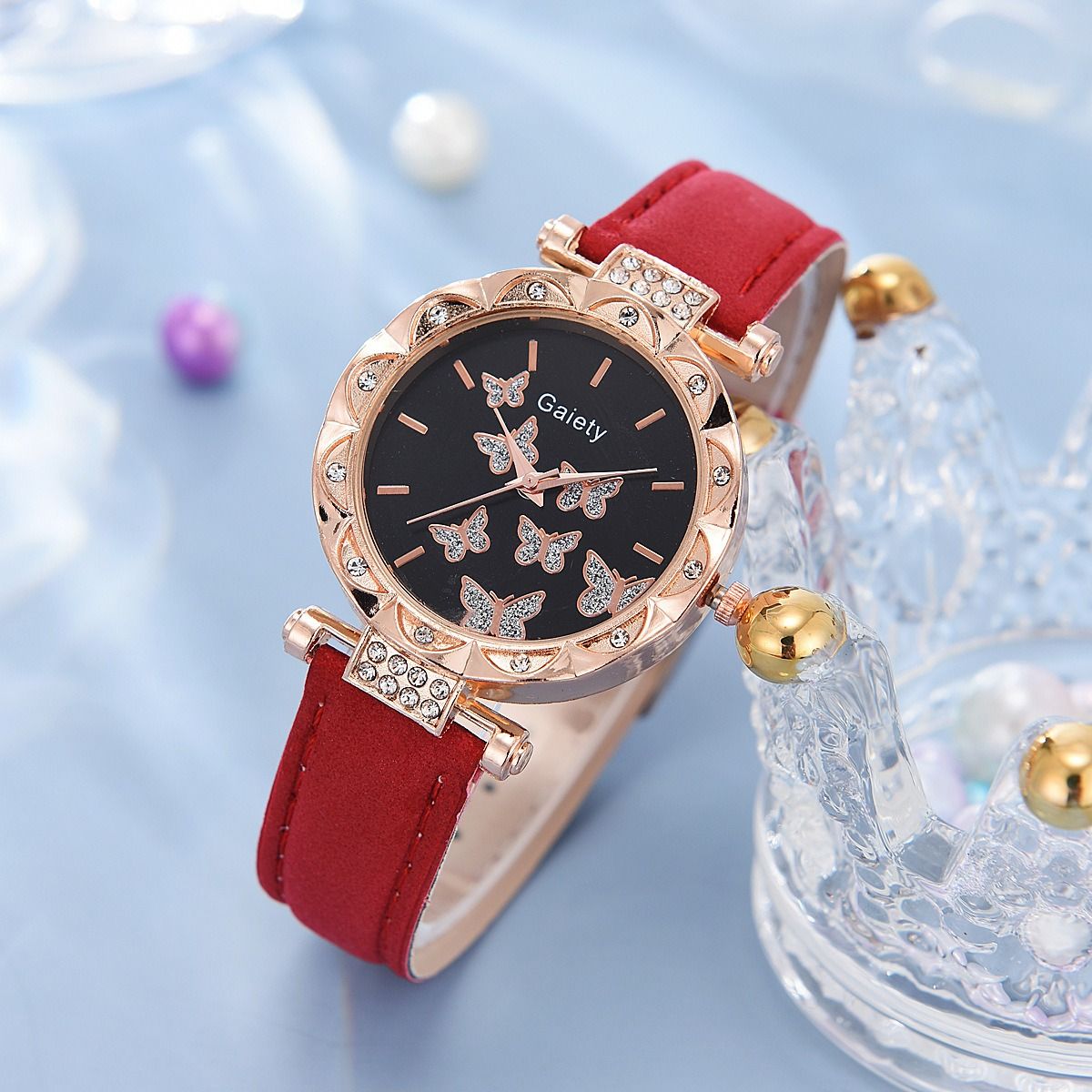 Fashion Girls Ladies Crystal Metal  Dress Watches + Necklace Bracelets earrings Jewelry Sets  Quartz Watches for School Girl students Daughters Sisters Friends Cool Birthday Gift Watches
