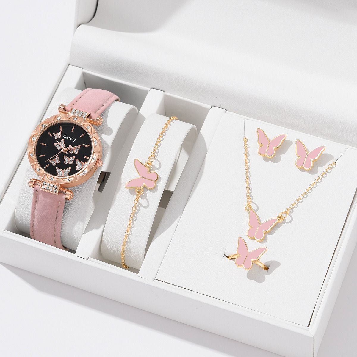 Fashion Girls Ladies Crystal Metal  Dress Watches + Necklace Bracelets earrings Jewelry Sets  Quartz Watches for School Girl students Daughters Sisters Friends Cool Birthday Gift Watches