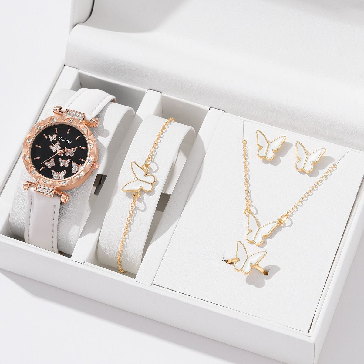 Fashion Girls Ladies Crystal Metal  Dress Watches + Necklace Bracelets earrings Jewelry Sets  Quartz Watches for School Girl students Daughters Sisters Friends Cool Birthday Gift Watches