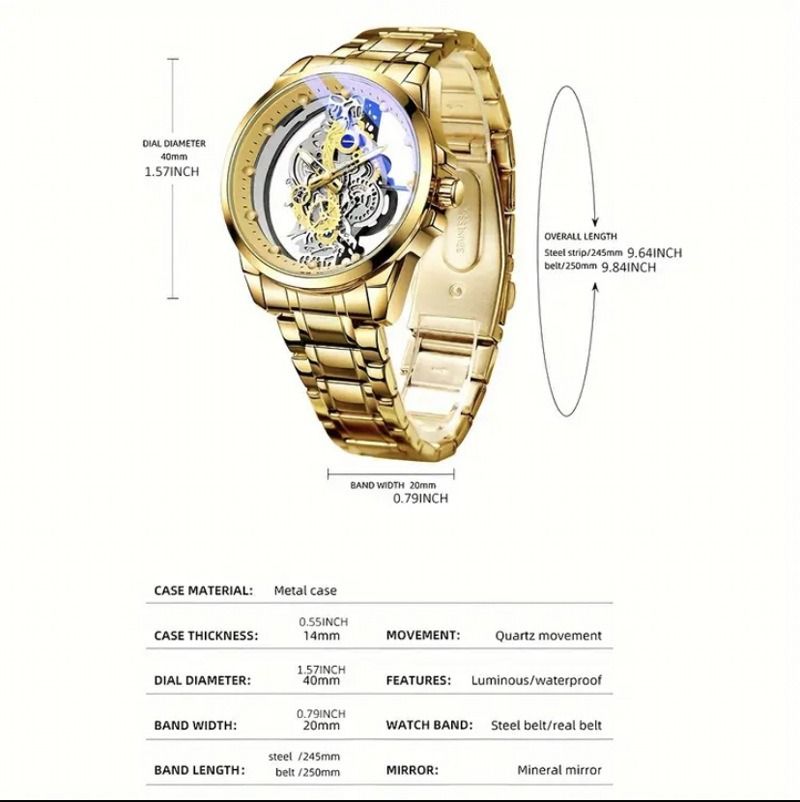 2024 Africa New Double-sided Transparent Hollow Automatic Mechanical Watch Men's Waterproof Luminous Quartz Watch Intelligent High-End Men's Watch Essential Business Style