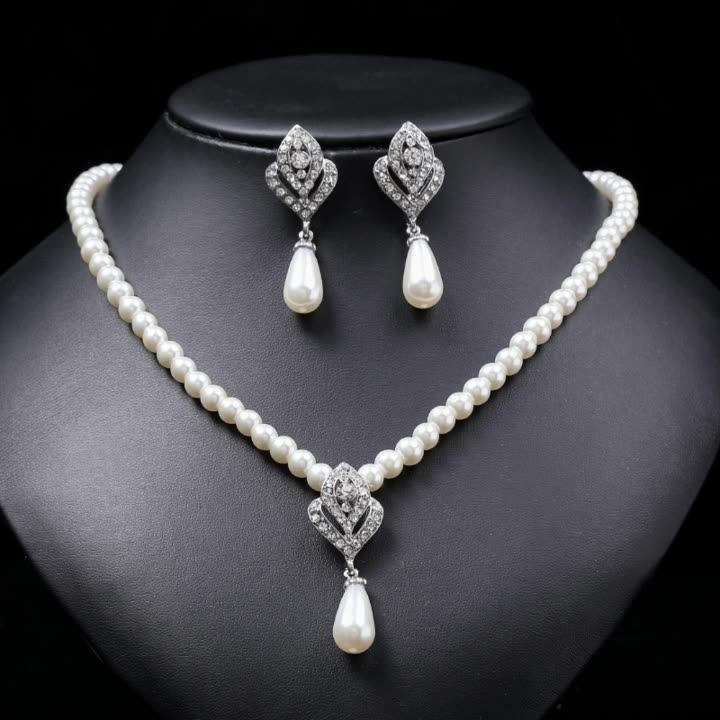 2024 African personality pearl necklace earring set light luxury niche all fashion temperament explosive alloy electroplated bridal dress accessories