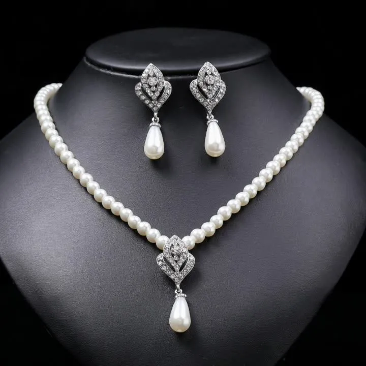 2024 African personality pearl necklace earring set light luxury niche all fashion temperament explosive alloy electroplated bridal dress accessories