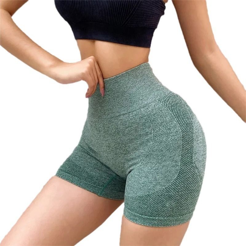 2024 Fashion Sports Shorts Yoga Shorts Honey Hip Lifting Sports High Waist Tight Elastic Tight Anti Walking Light Speed Drying Fitness Pants Women's 2-piece Combination