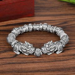 More Money Bracelet Safety Fortune Longevity Bracelet Buddha Light Blessing Wealth Bead Jewelry Bracelet Vietnam Shajin Animal Bracelet Imitation Gold Obsidian Six Character Real Buddha Bead Bracelets