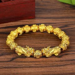More Money Bracelet Safety Fortune Longevity Bracelet Buddha Light Blessing Wealth Bead Jewelry Bracelet Vietnam Shajin Animal Bracelet Imitation Gold Obsidian Six Character Real Buddha Bead Bracelets