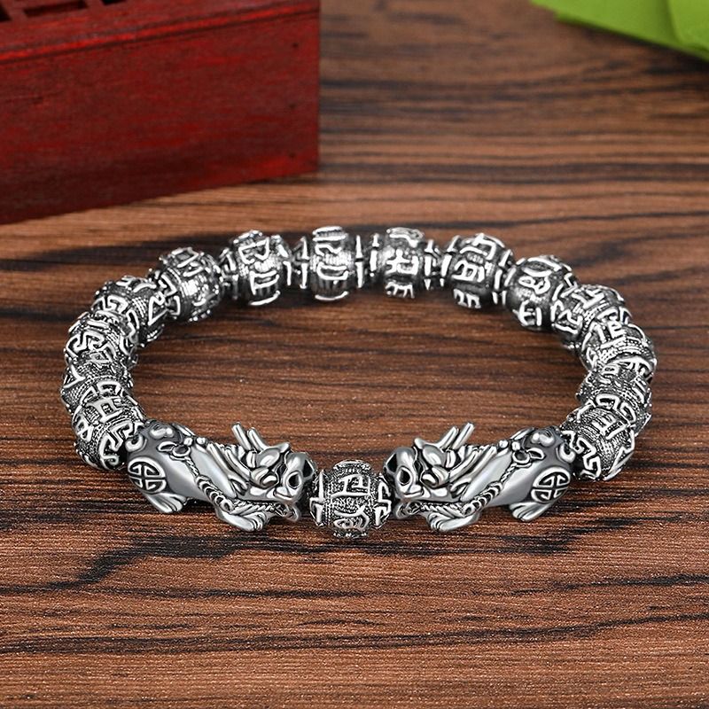 More Money Bracelet Safety Fortune Longevity Bracelet Buddha Light Blessing Wealth Bead Jewelry Bracelet Vietnam Shajin Animal Bracelet Imitation Gold Obsidian Six Character Real Buddha Bead Bracelets