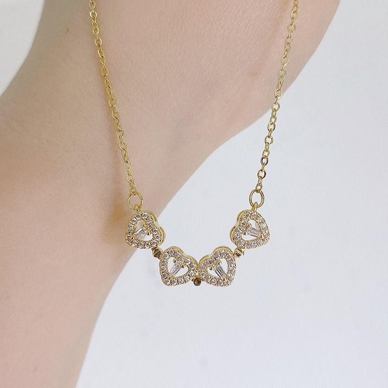 Light Luxury New Four Leaf Clover Titanium Steel 2 Wear-Ways Necklaces Women's Design Sense Of Advanced Sense Of Luxury Love Clavicle Chain Women Jewellery Girls Ladies Lovers' Birthday Necklaces Gift