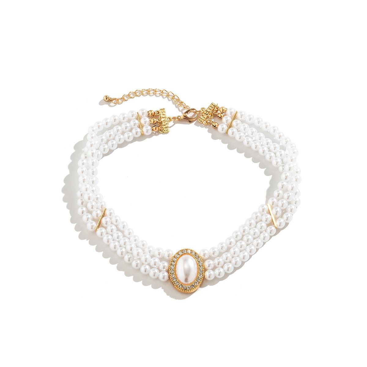 2024 African Light Luxury Short Style Imitation Pearl Choker Neckchain Turquoise Beaded Retro Ethnic Style Collar Fashionable And Popular Collar Evening Dress Bride Exquisite Accessories