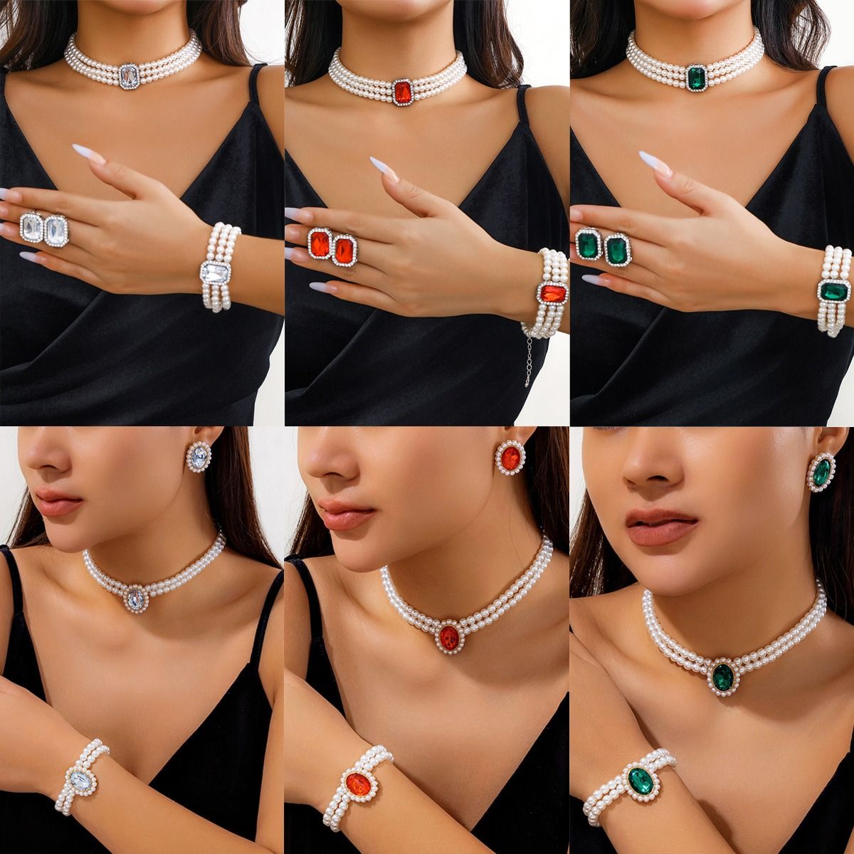 2024 African Light Luxury Short Style Imitation Pearl Choker Neckchain Turquoise Beaded Retro Ethnic Style Collar Fashionable And Popular Collar Evening Dress Bride Exquisite Accessories