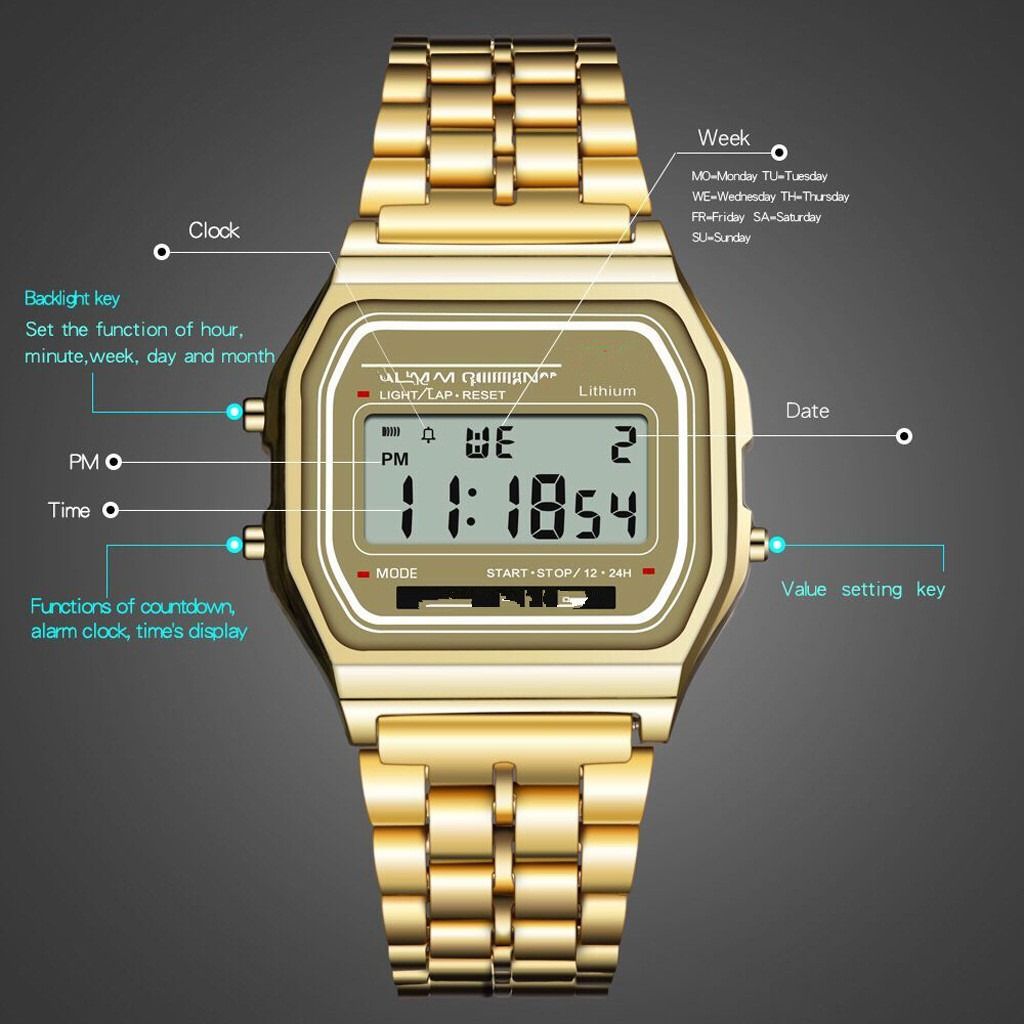 Hot New Ultra Thin F91w Sports Women's Children's Girls LED Metal Watches Multifunctional Luminous Collegue High School Male Female Students Alarm clock Watch Ladies Girls Boys Steel Band Gift Watches