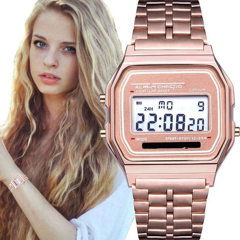 Hot New Ultra Thin F91w Sports Women's Children's Girls LED Metal Watches Multifunctional Luminous Collegue High School Male Female Students Alarm clock Watch Ladies Girls Boys Steel Band Gift Watches
