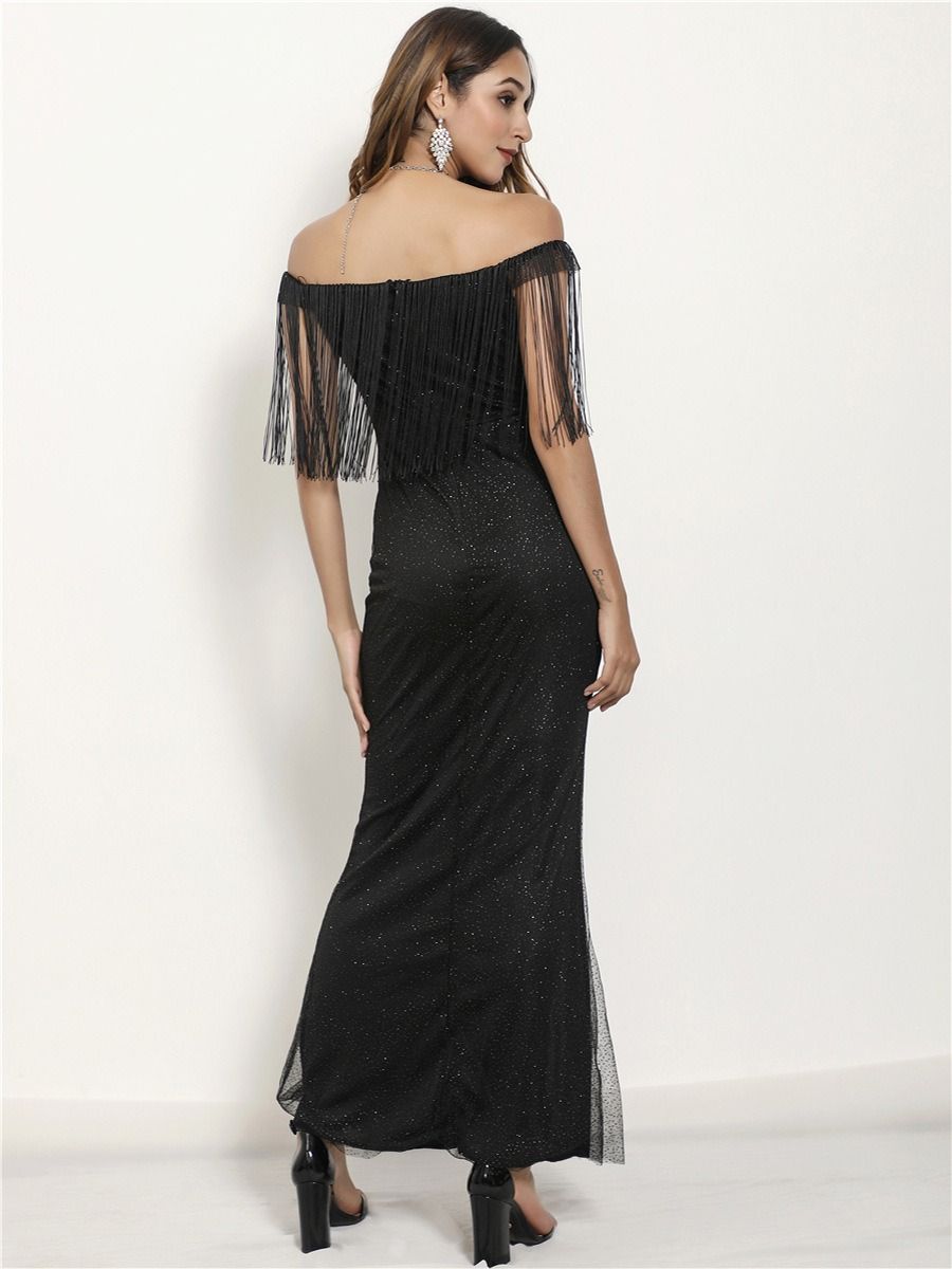 Sexy Personalized Evening Dress High V Neck Squins Skirt Lady Off Shoulder Red Carpet Dress