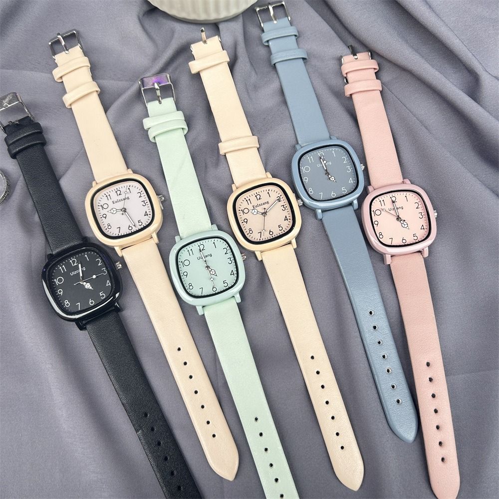 Africa 2024 milk tea apricot color multi-color square belt watch female student Party casual net red high appearance level niche high sense simple watch send classmates send daughter