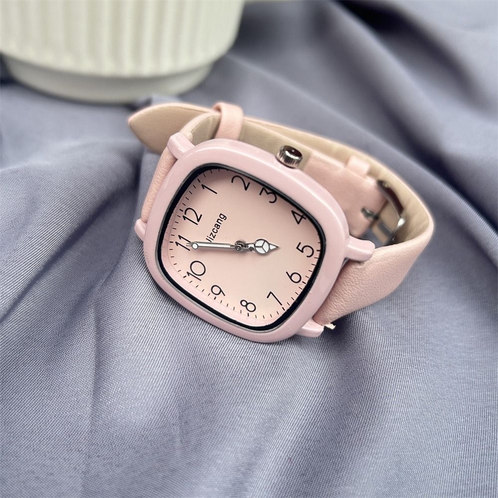 Africa 2024 milk tea apricot color multi-color square belt watch female student Party casual net red high appearance level niche high sense simple watch send classmates send daughter