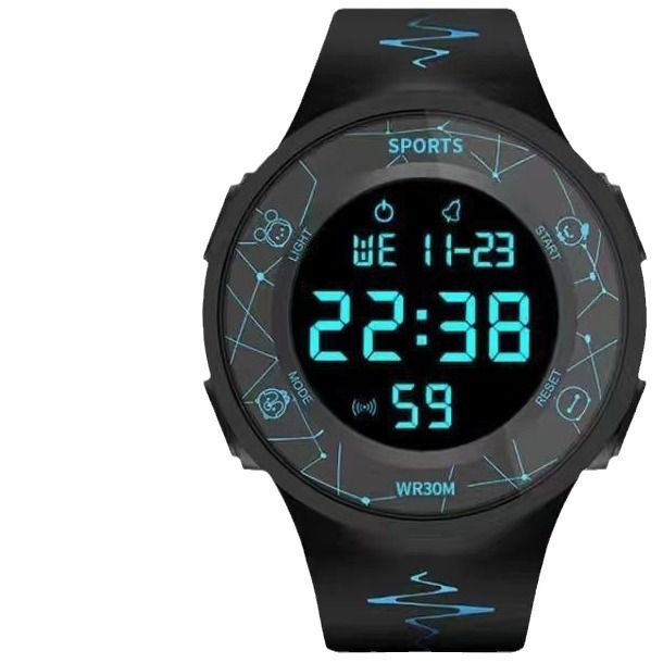 Africa multi-color digital watch multi-functional watch sports fashion glow-in-the-dark men and women trend students party round big dial star with the same mode