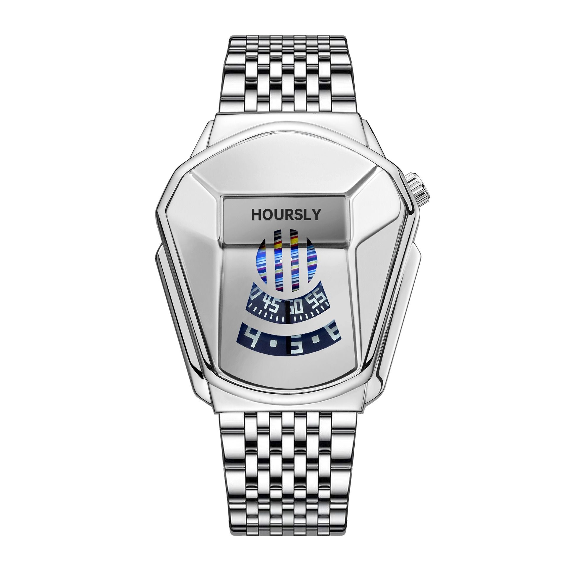 2024 Hoursly Innovative Explorer's Stainless Steel Business Men's Watches Snake Head Locomotive 30M Waterproof Students' Cool Wristwatches + Luxury Gift Box Girlfriends Husband's Birthday Holiday Gift