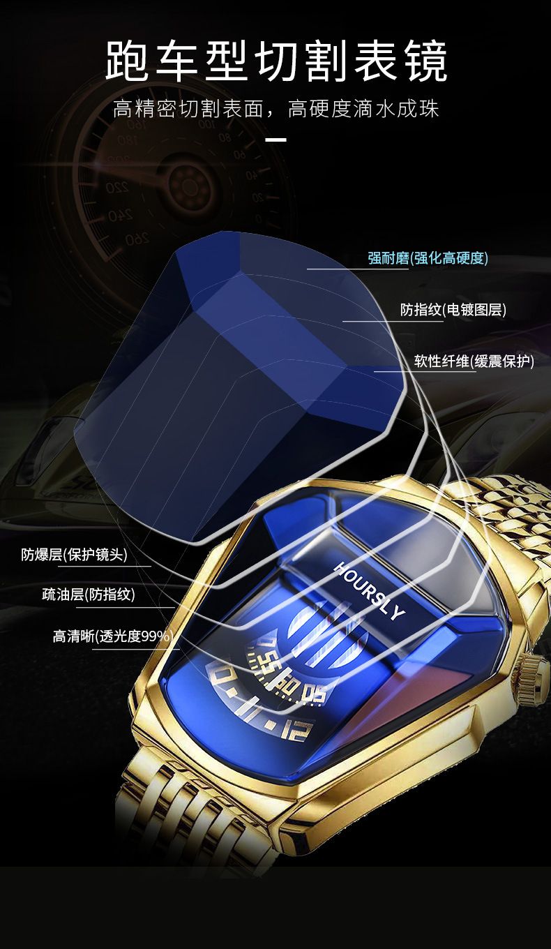 2024 Hoursly Innovative Explorer's Stainless Steel Business Men's Watches Snake Head Locomotive 30M Waterproof Students' Cool Wristwatches + Luxury Gift Box Girlfriends Husband's Birthday Holiday Gift