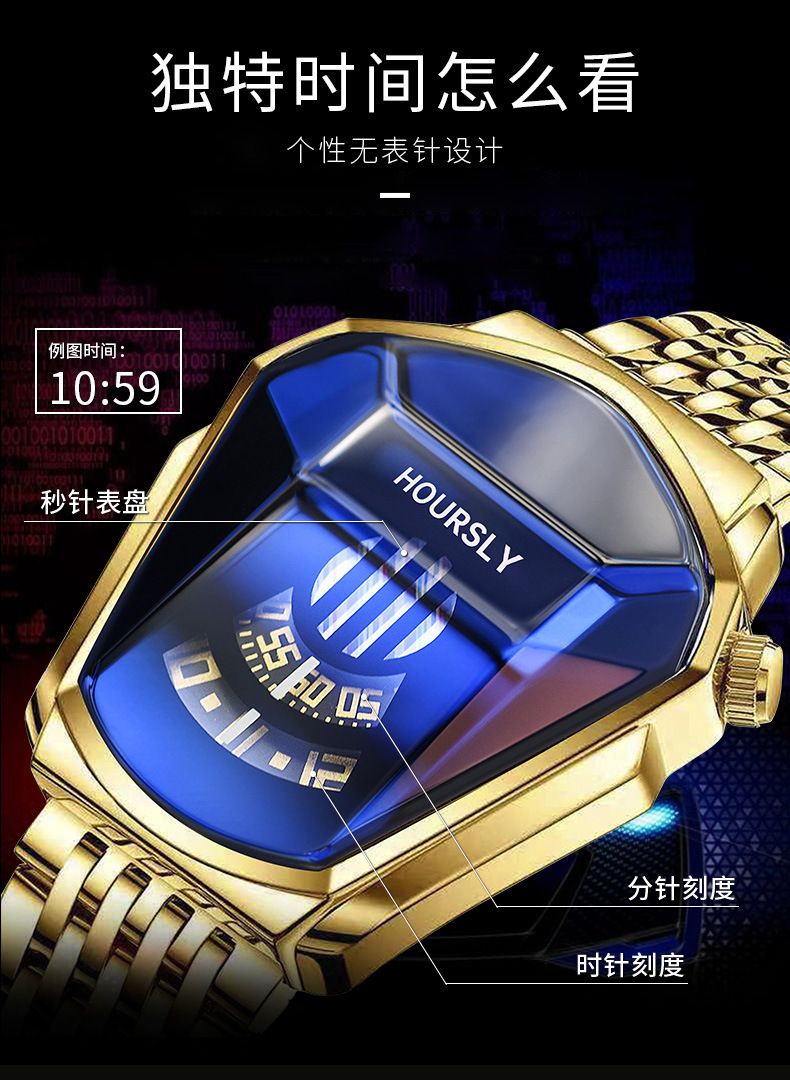 2024 Hoursly Innovative Explorer's Stainless Steel Business Men's Watches Snake Head Locomotive 30M Waterproof Students' Cool Wristwatches + Luxury Gift Box Girlfriends Husband's Birthday Holiday Gift
