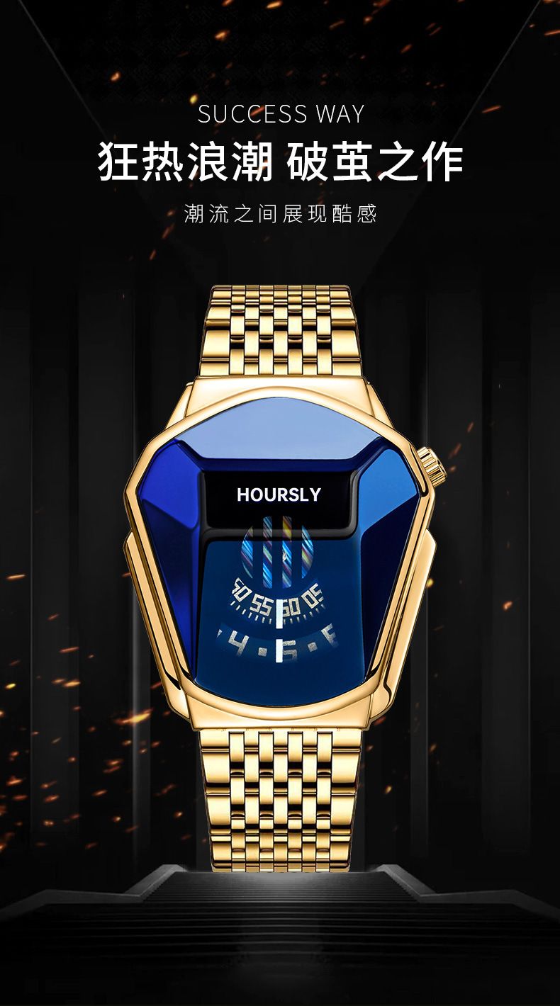 2024 Hoursly Innovative Explorer's Stainless Steel Business Men's Watches Snake Head Locomotive 30M Waterproof Students' Cool Wristwatches + Luxury Gift Box Girlfriends Husband's Birthday Holiday Gift