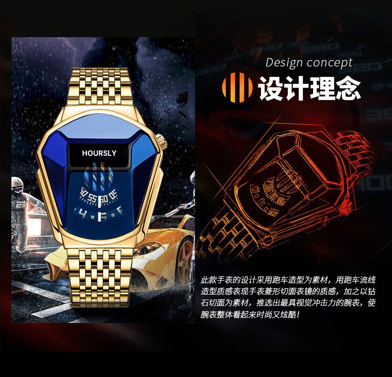 2024 Hoursly Innovative Explorer's Stainless Steel Business Men's Watches Snake Head Locomotive 30M Waterproof Students' Cool Wristwatches + Luxury Gift Box Girlfriends Husband's Birthday Holiday Gift