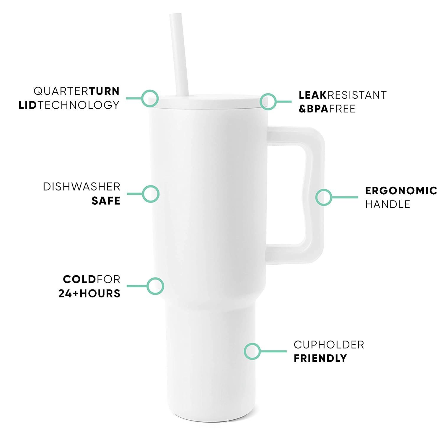 2024 Afric New 40oz Thickened Handle Ice Bully Cup Large Capacity Coffee Cup 304 Stainless Steel Cup Thermos Cup Water Cup Large Capacity Car Cup Thicker Modern Simple Style Business Gifts