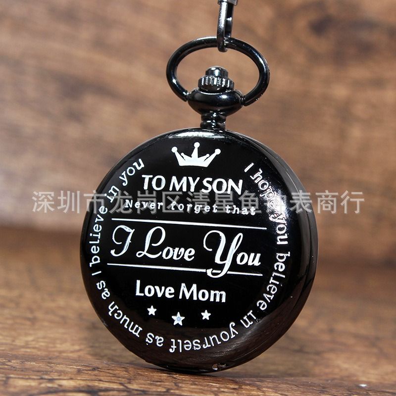 2024 Africa Europe America New To My Son Husband Grandpa Daughter Engraved Retro Quartz Pocket Watch Pendant Retro Pocket Watch Necklace English Word Fashion Engraved Gift Jewelry Keychain