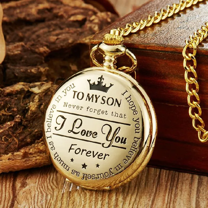 2024 Africa Europe America New To My Son Husband Grandpa Daughter Engraved Retro Quartz Pocket Watch Pendant Retro Pocket Watch Necklace English Word Fashion Engraved Gift Jewelry Keychain