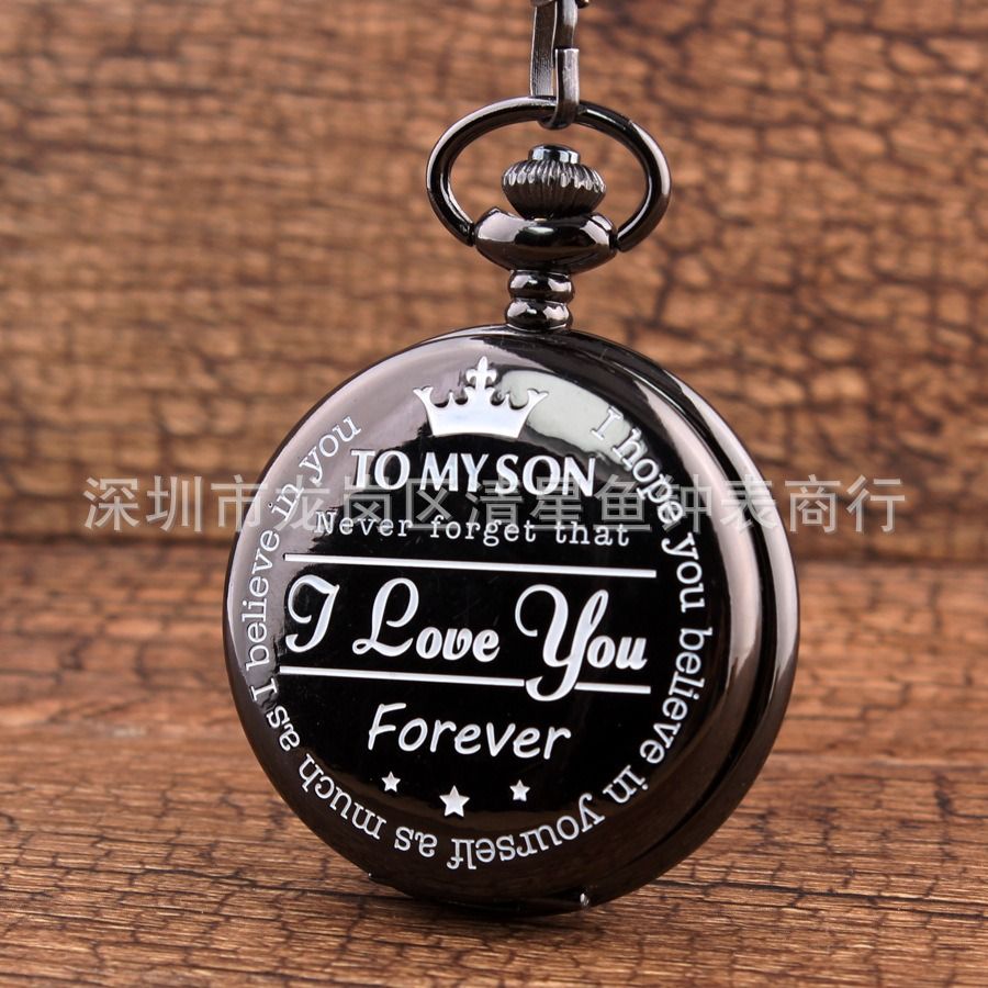 2024 Africa Europe America New To My Son Husband Grandpa Daughter Engraved Retro Quartz Pocket Watch Pendant Retro Pocket Watch Necklace English Word Fashion Engraved Gift Jewelry Keychain