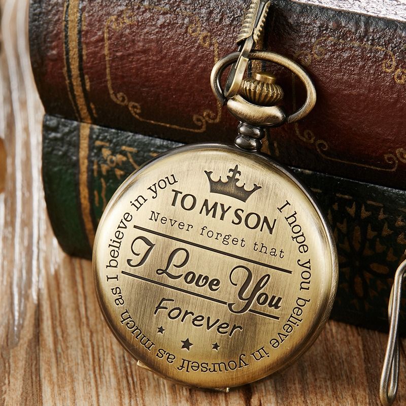 2024 Africa Europe America New To My Son Husband Grandpa Daughter Engraved Retro Quartz Pocket Watch Pendant Retro Pocket Watch Necklace English Word Fashion Engraved Gift Jewelry Keychain