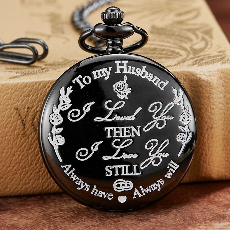 2024 Africa Europe America New To My Son Husband Grandpa Daughter Engraved Retro Quartz Pocket Watch Pendant Retro Pocket Watch Necklace English Word Fashion Engraved Gift Jewelry Keychain