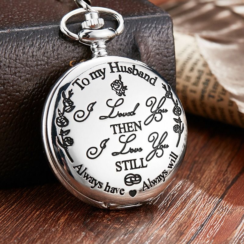 2024 Africa Europe America New To My Son Husband Grandpa Daughter Engraved Retro Quartz Pocket Watch Pendant Retro Pocket Watch Necklace English Word Fashion Engraved Gift Jewelry Keychain