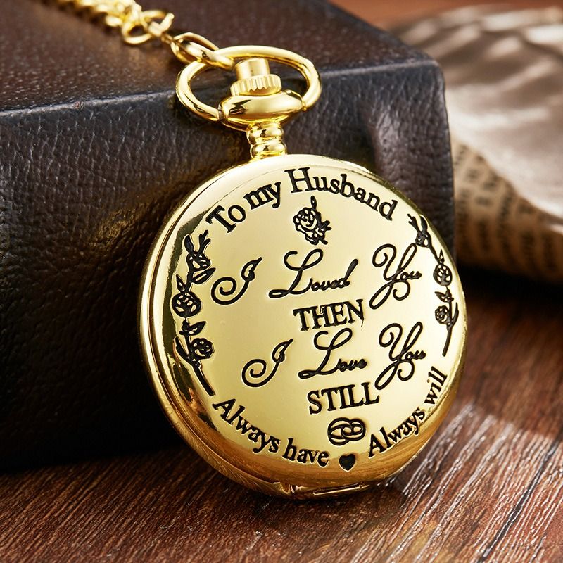 2024 Africa Europe America New To My Son Husband Grandpa Daughter Engraved Retro Quartz Pocket Watch Pendant Retro Pocket Watch Necklace English Word Fashion Engraved Gift Jewelry Keychain