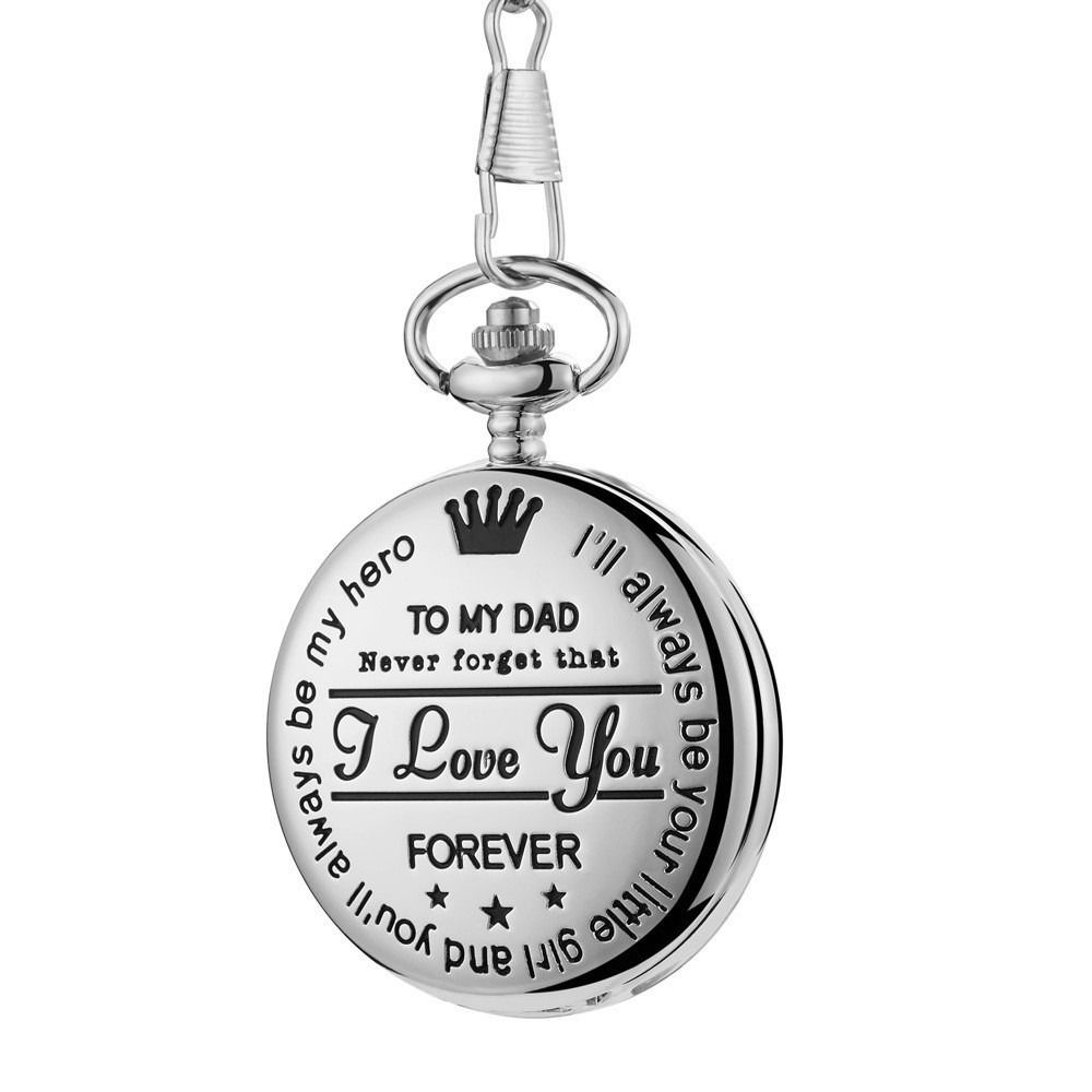 2024 Africa Europe America New To My Son Husband Grandpa Daughter Engraved Retro Quartz Pocket Watch Pendant Retro Pocket Watch Necklace English Word Fashion Engraved Gift Jewelry Keychain