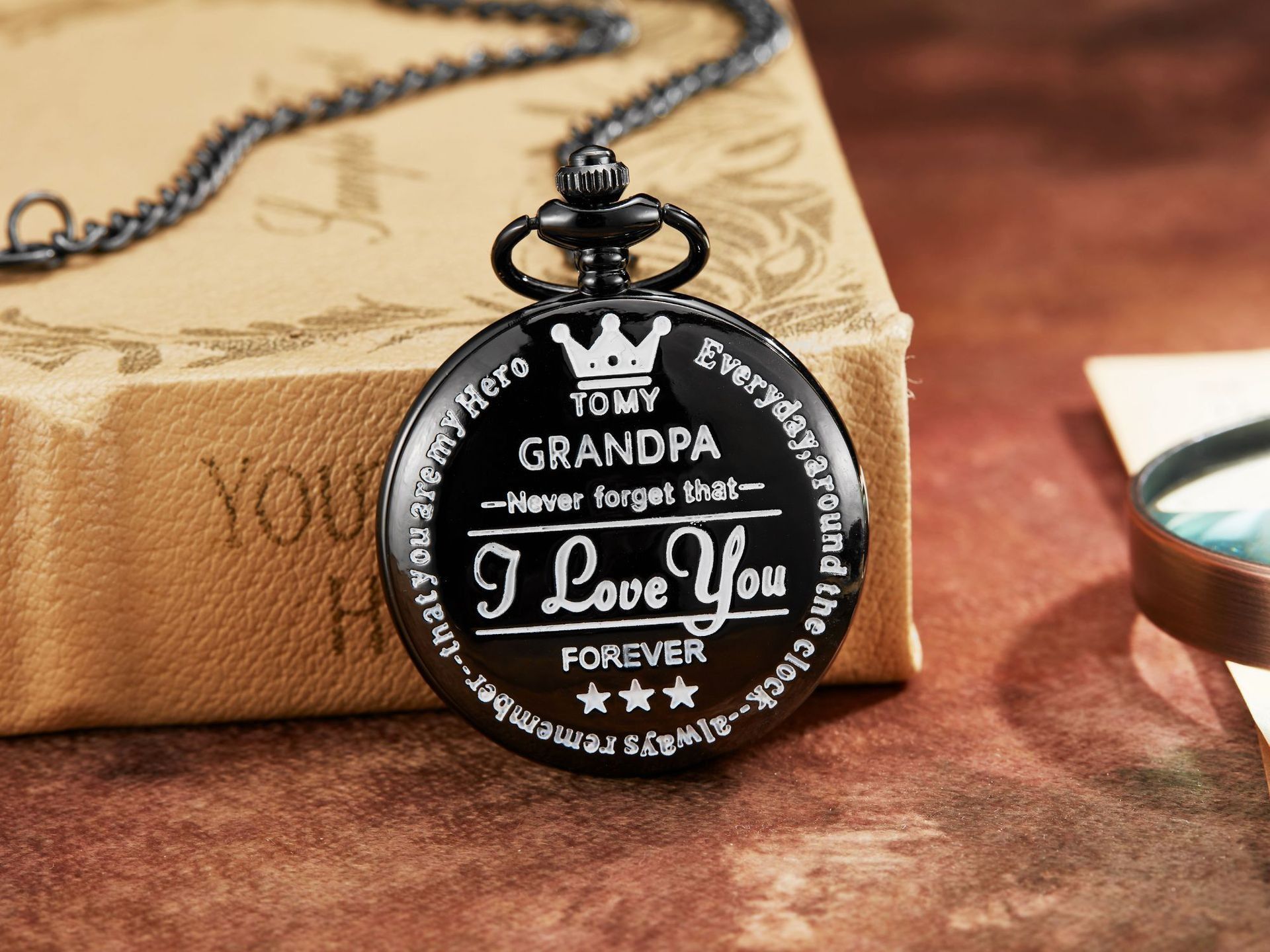 2024 Africa Europe America New To My Son Husband Grandpa Daughter Engraved Retro Quartz Pocket Watch Pendant Retro Pocket Watch Necklace English Word Fashion Engraved Gift Jewelry Keychain