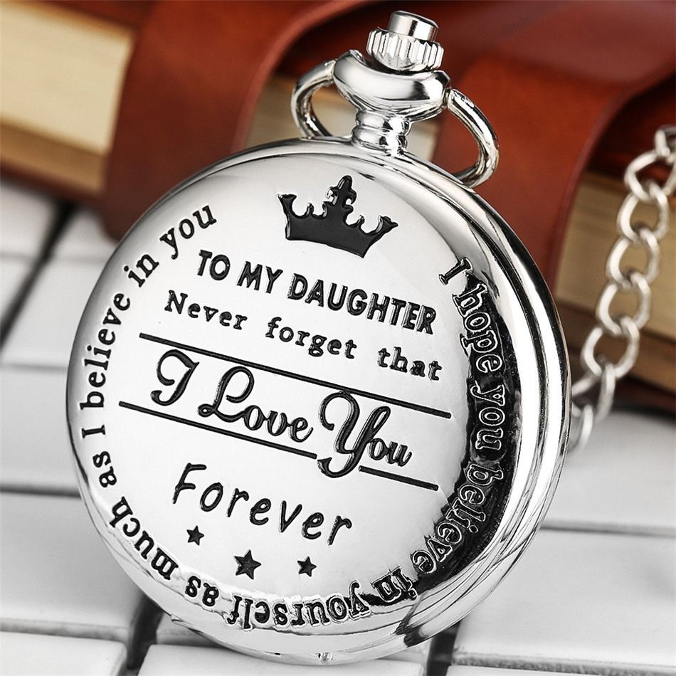 2024 Africa Europe America New To My Son Husband Grandpa Daughter Engraved Retro Quartz Pocket Watch Pendant Retro Pocket Watch Necklace English Word Fashion Engraved Gift Jewelry Keychain