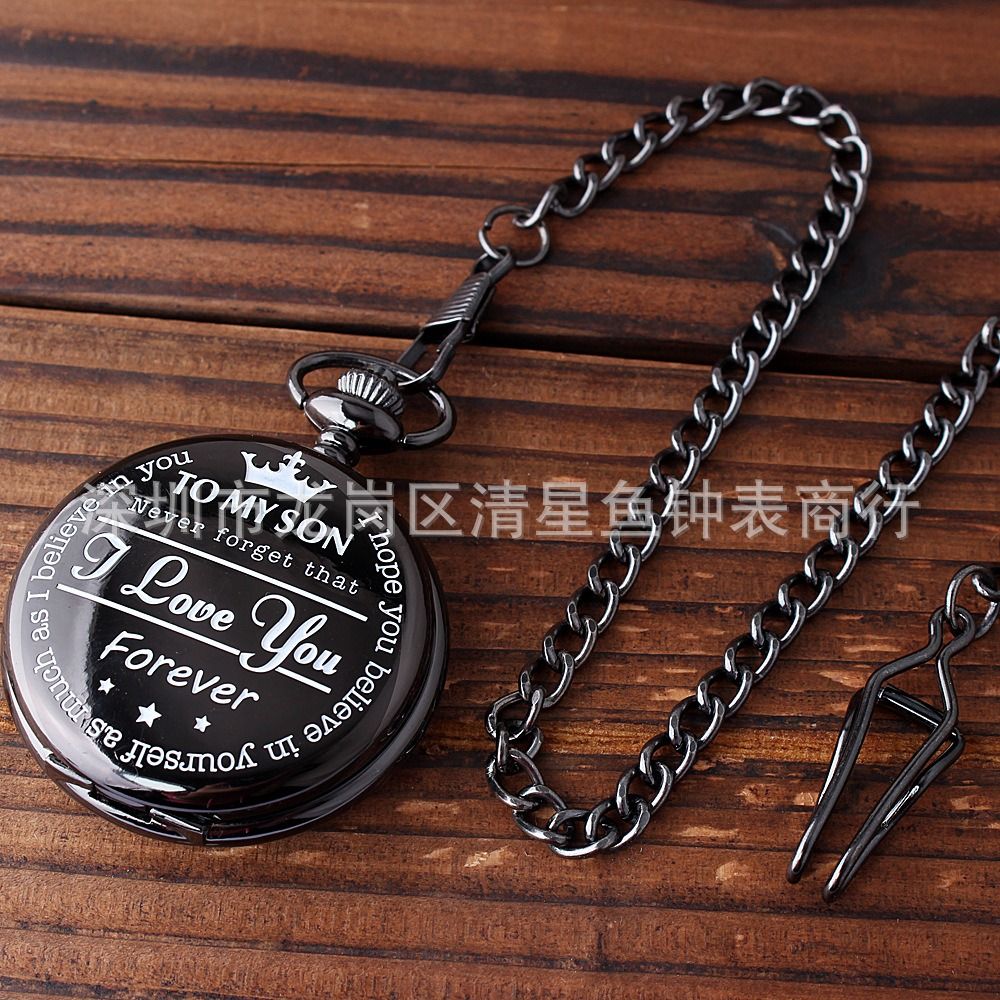 2024 Africa Europe America New To My Son Husband Grandpa Daughter Engraved Retro Quartz Pocket Watch Pendant Retro Pocket Watch Necklace English Word Fashion Engraved Gift Jewelry Keychain