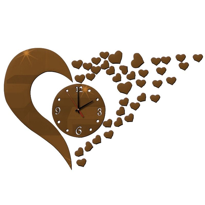 African PopularTure Love 3D Acrylic Mirror Decoration Wall Clock Sticker Modern Design DIY Living Room Dinning Room Meeting Room Big Heart Mirror Clock Wall Sticker Students 3D Art Wall Clock